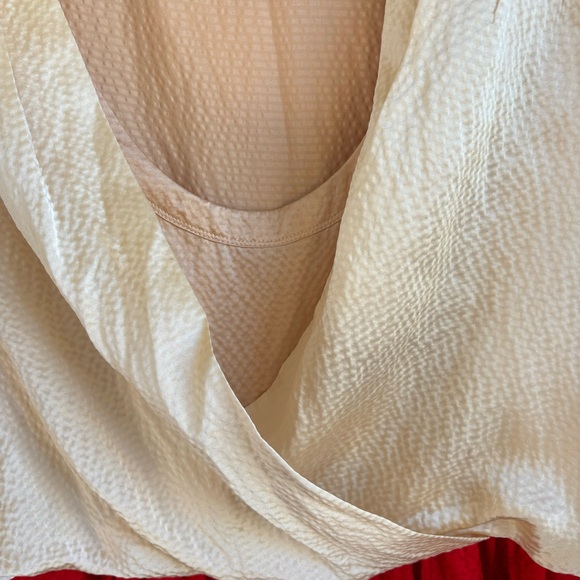 Tory Burch Darya Colorblock Dress Silk Champagne & Red Size 4 - Picture 7 of 15